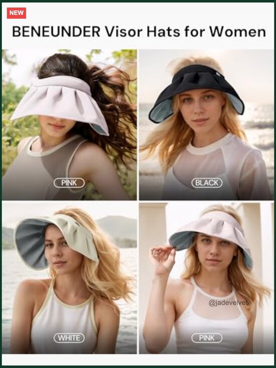 Wide Brim Sun Hat UPF50+ Foldable Travel Visor with Adjustable Fit
